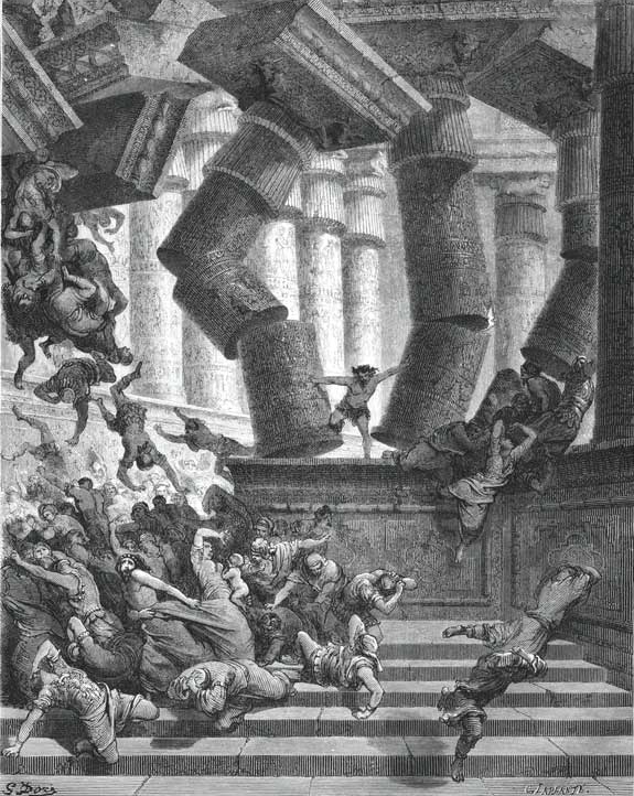 Samson in the Temple of Dagon, destroying his enemies, and himself