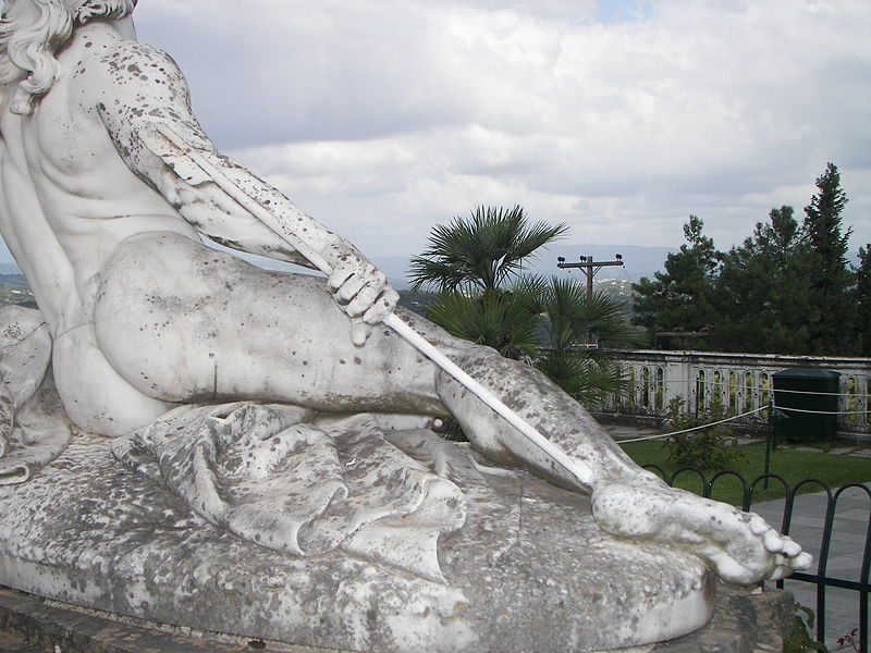 Statue of Achilles thniskon (dying) at the Corfu Achilleion.