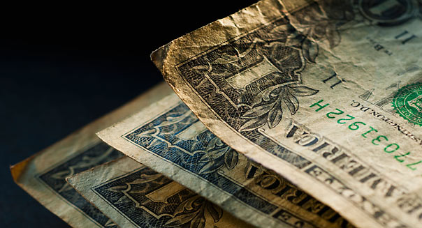 Studio shot of old dollar notes. Image shot 2011. Exact date unknown.